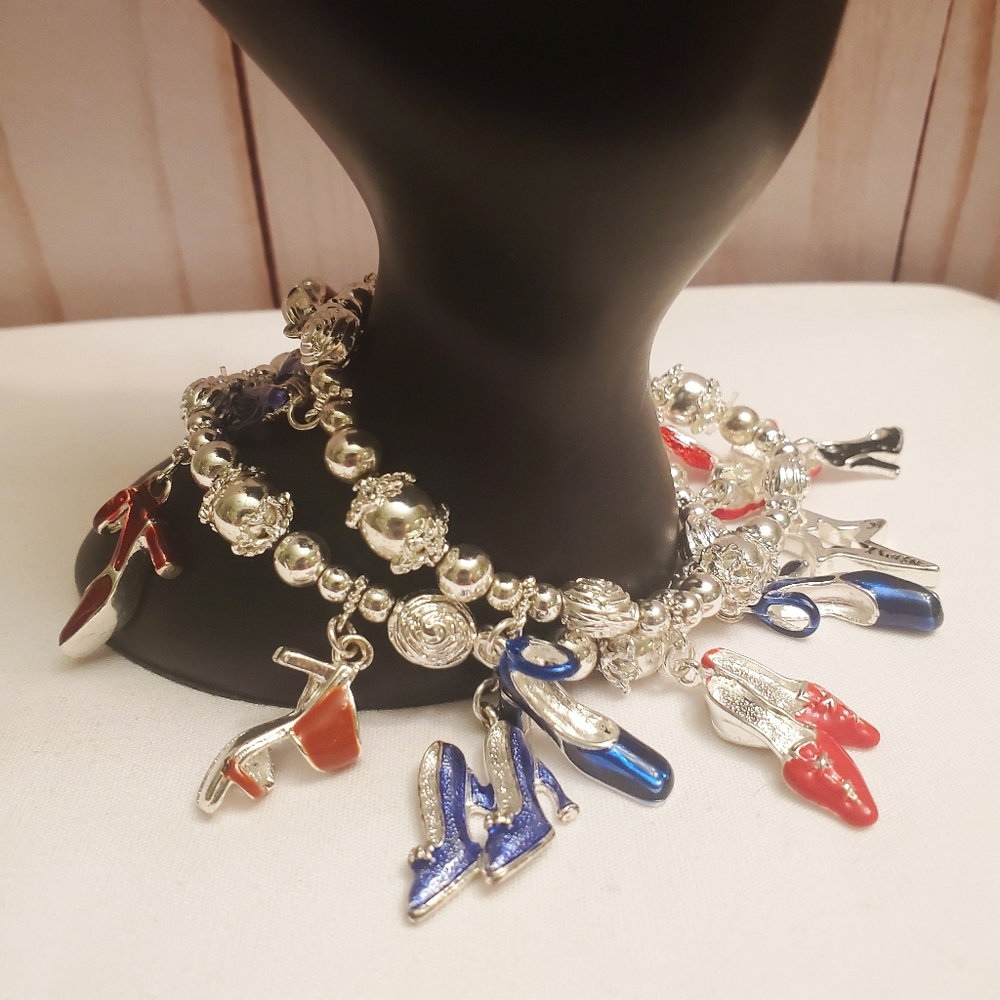 ❄️ Set of 2 Silvertone Charm Bracelets